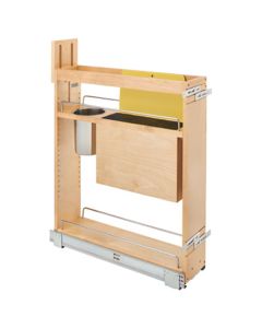 Rev-A-Shelf 448KB BLUMOTION Knife Block & Utensil Bin Base Cabinet Pullout | 7-1/8" W x 21-5/8" D x 25-1/2" H | 1-Shelf | Natural Maple | 448KB-BCSC-6C