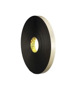 3M 021200-30422-4 Double-Coated Foam Tape, 72 yd L x 1/2 in W x 31 mil THK, Acrylic Adhesive, Polyethylene Foam Backing, Black