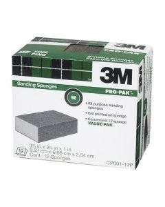 3M 051115-06968-0 Full Size Sanding Sponge, 3-3/4 in L x 2-5/8 in W x 1 in THK, Fine