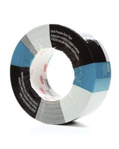 3M 3900 051131-06976-3 Multi-Purpose Duct Tape, 54.8 m L x 48 mm W x 8.1 mil THK, Natural Rubber Adhesive, Polyethylene-Coated Cloth Scrim Backing, Silver, 24/Box