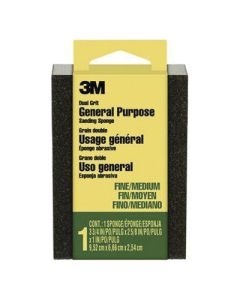 3M 051131-50038-9 Aluminum Oxide Dual Grit Block Sanding Sponge, 3-3/4 in L x 2-5/8 in W x 1 in THK, Fine/Medium