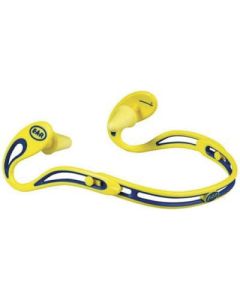 3M Swerve™ 322-2000 Foam/Thermoplastic Banded Hearing Protector, One Size Fits Most, 28 dB Noise Reduction Rating, Blue/Yellow