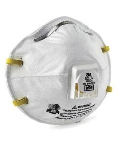 3M 8210V Polyester Particulate Respirator with Valve, Standard, N95 Filter Class, Dual Braided Comfort Strap, White