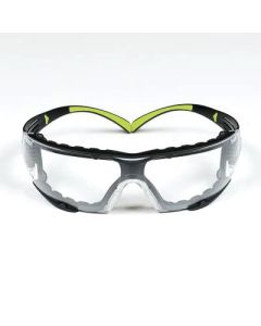 3M SecureFit™ 400 SF401AF-FM Safety Glasses, Anti-Fog, Anti-Scratch Lens, Polycarbonate Lens, Clear Lens, Plastic Frame, Black/Green Frame