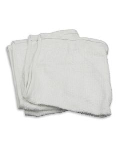 A&A Wiping Cloth PB0081DZ Cotton Two-Sided Terry Bar Towel, White, 12/Bag