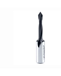 Amana Tool 313005 Through-Hole Boring Bit, 5 mm Dia x 57 mm OAL, 25 mm L Flute, 10 mm Dia Shank, V Point, Carbide Cutting Edge, Right Hand Cutting Direction, PTFE-Coated