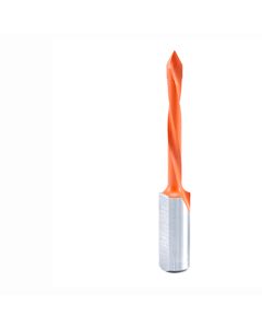 Amana Tool 414005 Through-Hole Boring Bit, 5 mm Dia x 70 mm OAL, 40 mm L Flute, 10 mm Dia Shank, V Point, Carbide Cutting Edge, Left Hand Cutting Direction, PTFE-Coated