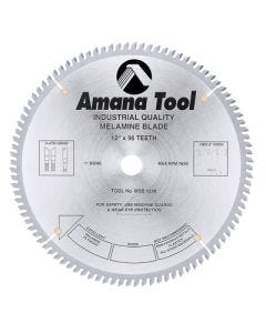 Amana Tool MSB1296 Double-Face Melamine Circular Saw Blade, 12 in Dia, 1 in Bore, 96-Teeth, Carbide Tip Cutting Edge