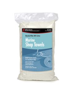 Buffalo 62031C Cotton Marine Shop Towel, 13 in L x 14 in W, 25/Bag, White