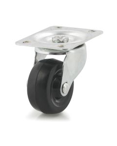 DH Casters C-GD Zinc-Plated Steel General-Duty Swivel Caster, 220 lb, 3 in Dia, Hard Rubber Wheel, Black