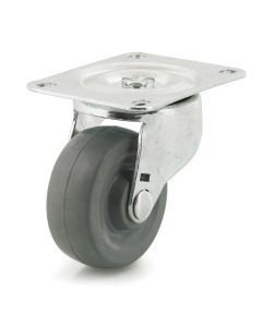 DH Casters C-GD Zinc-Plated Steel General-Duty Swivel Caster, 110 lb, 3 in Dia, Rubber Wheel, Gray