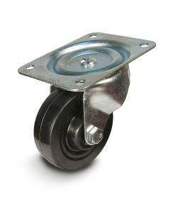 DH Casters C-GD Zinc-Plated Steel General-Duty Swivel Caster, 300 lb, 4 in Dia, Hard Rubber Wheel, Black