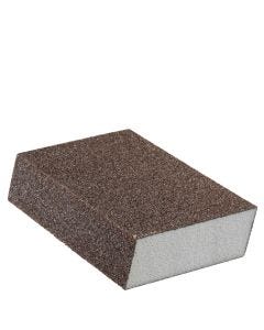 SurfPrep BDA100 Aluminum Oxide Dual Angle Sanding Block, 1 in L x 4-7/8 in W x 2-7/8 in THK, 100 Grit, Brown