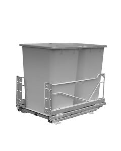 Kesseböhmer Bottom Mount Waste Bin Pullout Kit | Double 36 qt | 15-1/4" W x 22" D x 10" H | Silver Frame & Gray Bins