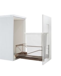 Kesseböhmer Bottom Mount Waste Bin Pullout Kit | Single 36 qt | 11-1/2" W x 22-1/8" H | Champagne Frame & White Bin
