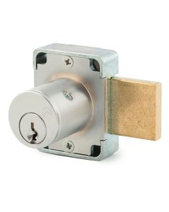 Olympus Lock N Series 100-26D78-KD Die-Cast Zinc Pin Tumbler Deadbolt Drawer Lock, Keyed Different, 0.148 in Mounting Hole, 7/8 in Dia Head, Satin Chrome