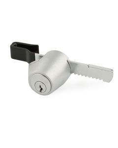 Olympus Lock 329R N 329R-26D-KD Die-Cast Zinc Pin Tumbler Ratchet/Showcase Sliding Door Lock, Keyed Different, 1.3 in Dia Head, 1/4 in Door, Satin Chrome