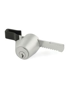 Olympus Lock 329R N 329R-26D-KD Die-Cast Zinc Pin Tumbler Ratchet/Showcase Sliding Door Lock, Keyed Different, 1.3 in Dia Head, 1/4 in Door, Satin Chrome