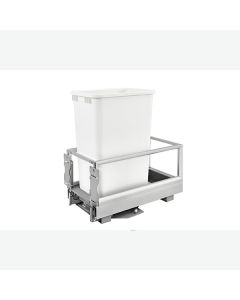 Rev-A-Shelf 5149 Rev-A-Motion® Bottom Mount Waste Pullout | Single 32 qt | 12-1/8" W x 19-1/2" H | Stainless Steel Frame & White Bin