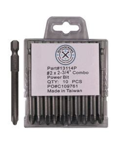 Quickscrews 13112P Insert Bit, #2 Drive, Phillips/Square Drive, 1 in L