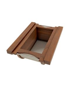 Rev-A-Shelf 4SSB Produce Pullout Basket | 12-15/32 - 14-11/16" W x 21-1/4" D x 8-13/32" H | Walnut Frame/Stainless Steel Base | 4SSB-15-WN