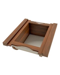 Rev-A-Shelf 4SSB Produce Pullout Basket | 15-15/32 - 17-11/16" W x 21-1/4" D x 8-13/32" H | Walnut Frame/Stainless Steel Base | 4SSB-18-WN