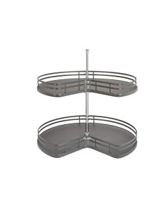 Rev-A-Shelf 53472 Solid Bottom Lazy Susan Shelf | Kidney Shaped | 28" Dia | (2)-Shelf | Aluminum Frame/Orion Gray Base | 53472-28FOG-1