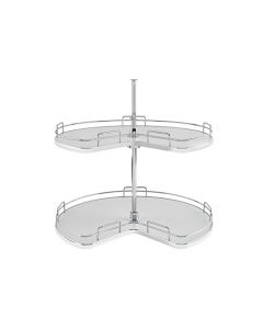 Rev-A-Shelf 53472 Solid Bottom Lazy Susan Shelf | Kidney Shaped | 28" Dia | (2)-Shelf | Aluminum Frame/ Gray Base | 53472-28GR-1