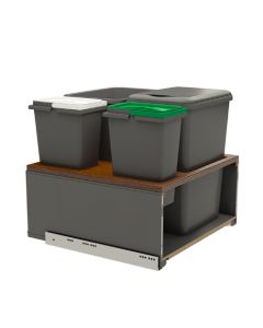 Rev-A-Shelf 5LB LEGRABOX Soft-Close Bottom Mount Waste Pullout | Double 35 qt | 22-1/2" W x 21-23/32" D x 20-11/32" H | Frame & Orion Gray Bins | 5LB-2435OGWN-413