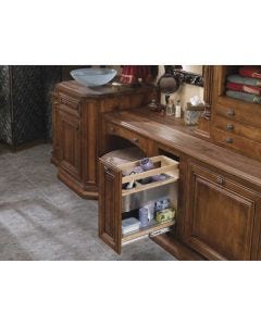 Rev-A-Shelf 445 BLUMOTION Grooming Organizer Pullout | 2-Compartment | Natural Maple