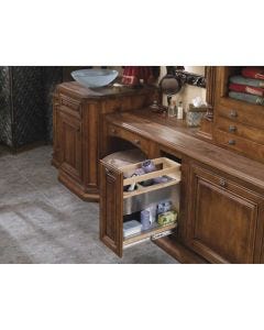 Rev-A-Shelf 445 Wood Pull-Out Vanity Grooming Organizer with Soft-Close Slide