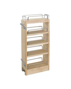 Rev-A-Shelf 448 Wood Wall Cabinet Pull-Out, Ball Bearing, Full-Extension, Soft-Close Slide, 5-Compartment, 5 in W x 10-3/4 in D x 23 - 24-11/16 in H, Natural Maple/Semi-Gloss