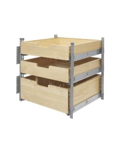 Rev-A-Shelf 4PIL Wood Pilaster System Kit, 3 Shelves, 22-1/2 - 23-7/16 in W x 22-1/16 in D x 23-1/4 - 25-3/4 in H, Natural Maple