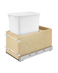 Rev-A-Shelf 4VLWCSC Value Line Wood Bottom Mount Soft-Close Waste Pullout | Single | 11-1/2" W x 21-1/2" D | Maple Frame & White Bin