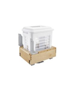 Rev-A-Shelf 4WH-RM Rev-A-Motion™ Bottom-Mount Hamper Pullout | Single 1.5 BU | 14-1/4" W x 19-3/4" D x 21" H | Maple Frame & White Bin | 4WH-RM-15DM-1