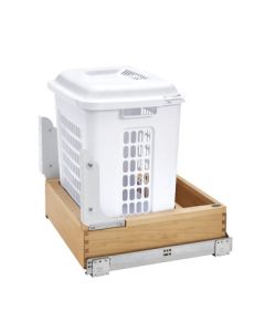Rev-A-Shelf 4WH-VCSC Rev-A-Motion™ Bottom-Mount Hamper Pullout | Single 1.5 BU | 20-5/16" W x 18-11/16" D x 21-1/4" H | Maple Frame & White Bin | 4WH-VCSC-21DM-1