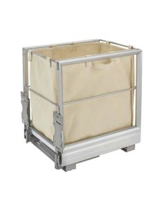Rev-A-Shelf 5190-15RM-111 Aluminum Frame Canvas Bag Single Wire Pull-Out Hamper, 14-5/16 - 16-1/16 in W x 18-1/16 in D x 19-11/32 in H, White, For 18 in Base Height Vanity Cabinets