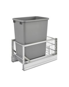 Rev-A-Shelf 5349 Bottom Mount Soft-Close Waste Pullout | Single 35 qt | 10-3/4" W x 18" D x 18" H | Aluminum Frame & Silver Bin | 5349-15DM18-117