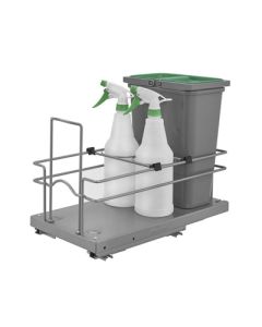 Rev-A-Shelf 5SBWCC Wire Soft-Close Undersink Cleaning Organizer Pullout | Single 8 L & (2) 1 L Spray Bottles | 8-15/16" W x 18-5/8" D x 14-1/4" H | Frame & Silver | 5SBWCC-8S-1