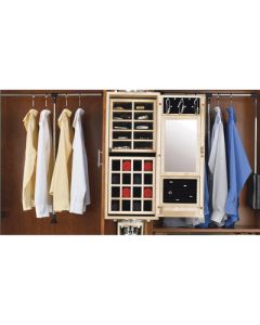 Rev-A-Shelf CAG Wood Gentleman's Closet Armoire, 8 in W x 16 in D x 42 in H, 42-1/4 in H x 16-1/4 in D Opening, Ball Bearing Slide, Natural Maple/Semi-Gloss