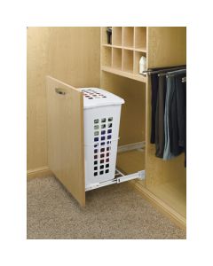 Rev-A-Shelf HPRV Wire Hamper Pullout with Lid | Single 1.7 BU | 19-7/8" W x 14" D x 24" H | White | HPRV-1925DM S