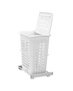 Rev-A-Shelf HPRV Wire Bottom Mount Hamper Pullout with Lid | Single 1.7 BU | 19-7/8" W x 14" D x 24" H | White | HPRV-1925S