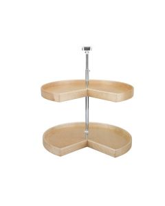 Rev-A-Shelf LD-4NW Lazy Daisy Collection Natural Wood/Steel Pie-Cut-Shaped Lazy Susan Set, 28 in Dia, 28 in W Opening, 20 lb, 2-Shelves, Natural Maple