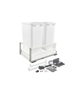 Rev-A-Shelf TWCSD TANDEMBOX BLUMOTION + SERVO-DRIVE Bottom Mount Waste Pullout | Double | 22-3/5" D | Steel Frame & White Bins