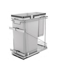 Salice Bottom Mount Waste Recycle Pullout | Single 50 qt & 11 qt | 11-1/2" W x 22" D x 24-1/16" H | Gray | QPAM12150CR