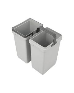 Salice Bottom Mount Waste Recycle Pullout | Double 32 qt | 18" W x 19-5/8" D x 19-1/2" H | Chrome Frame & Gray Bins | QPAM18228CR