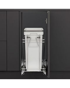 Salice Bottom Mount Waste Recycle Pullout | Single 35 qt | 12" W x 19-5/8" D x 19-1/2" H | Gray | QPAM12135CR